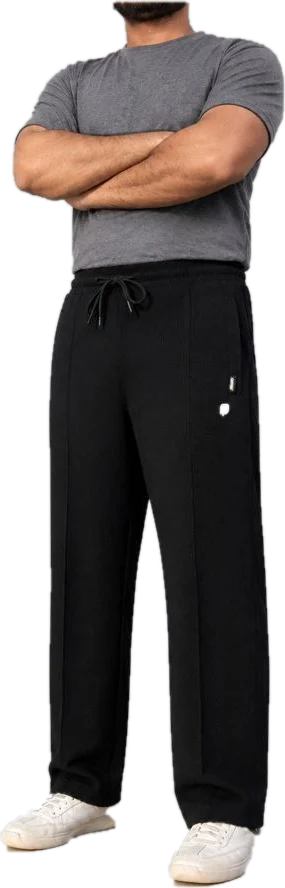 Black waffle knit trouser
