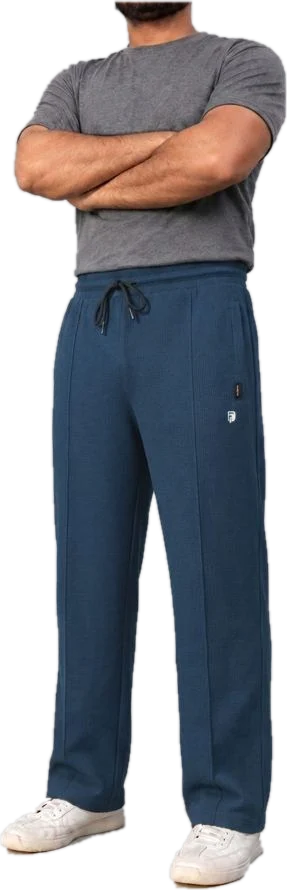 Blue waffle knit trouser