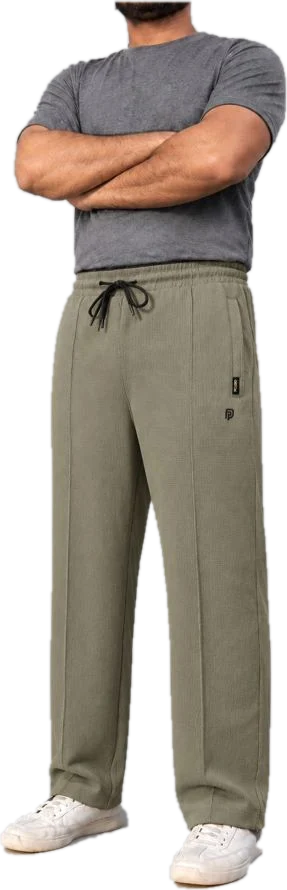 Green waffle knit trouser